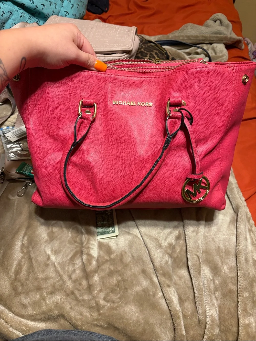 Michael Kors Hot Pink Saffiano Leather Tote